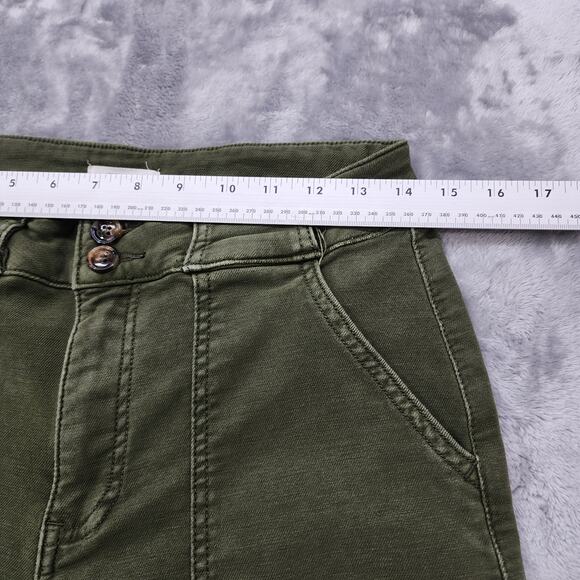 Maurices Pants Womens 8 Green Patch Pocket High Rise Wide Leg Crop Ankle Stretch - Picture 8 of 12